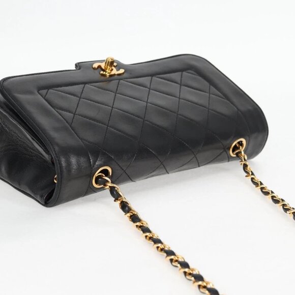 CHANEL Matelasse Chain Shoulder Bag Lamb Skin Black Gold CC Auth kk453A - Picture 7 of 16